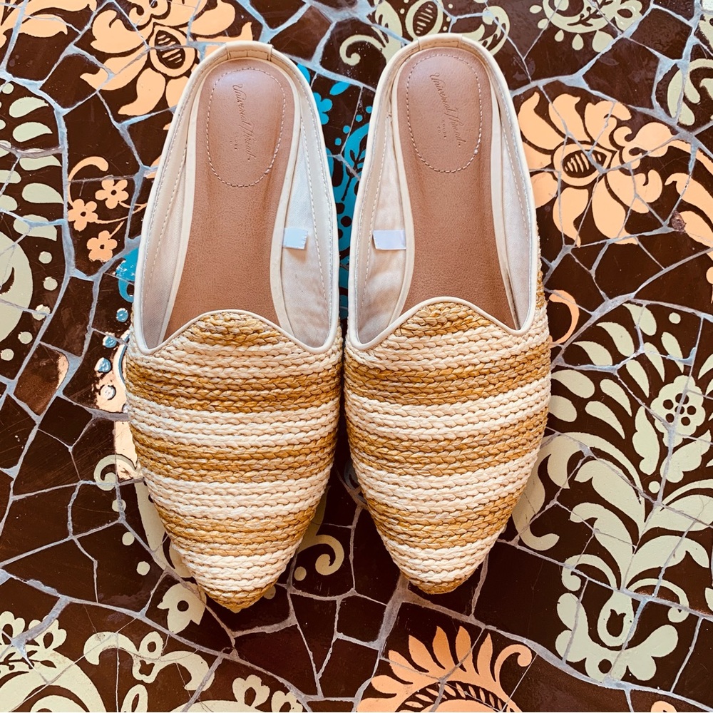 UNIVERSAL THREAD Straw Textured Mule Slip- On Shoe Sz 8.5